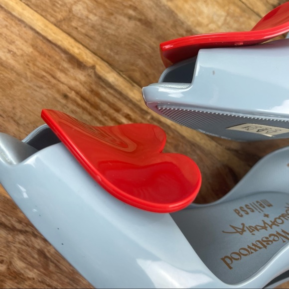 Melissa l Vivienne Westwood Anglomania Novelty Jelly Heart Peep Toe Pinup Heels - Picture 12 of 14